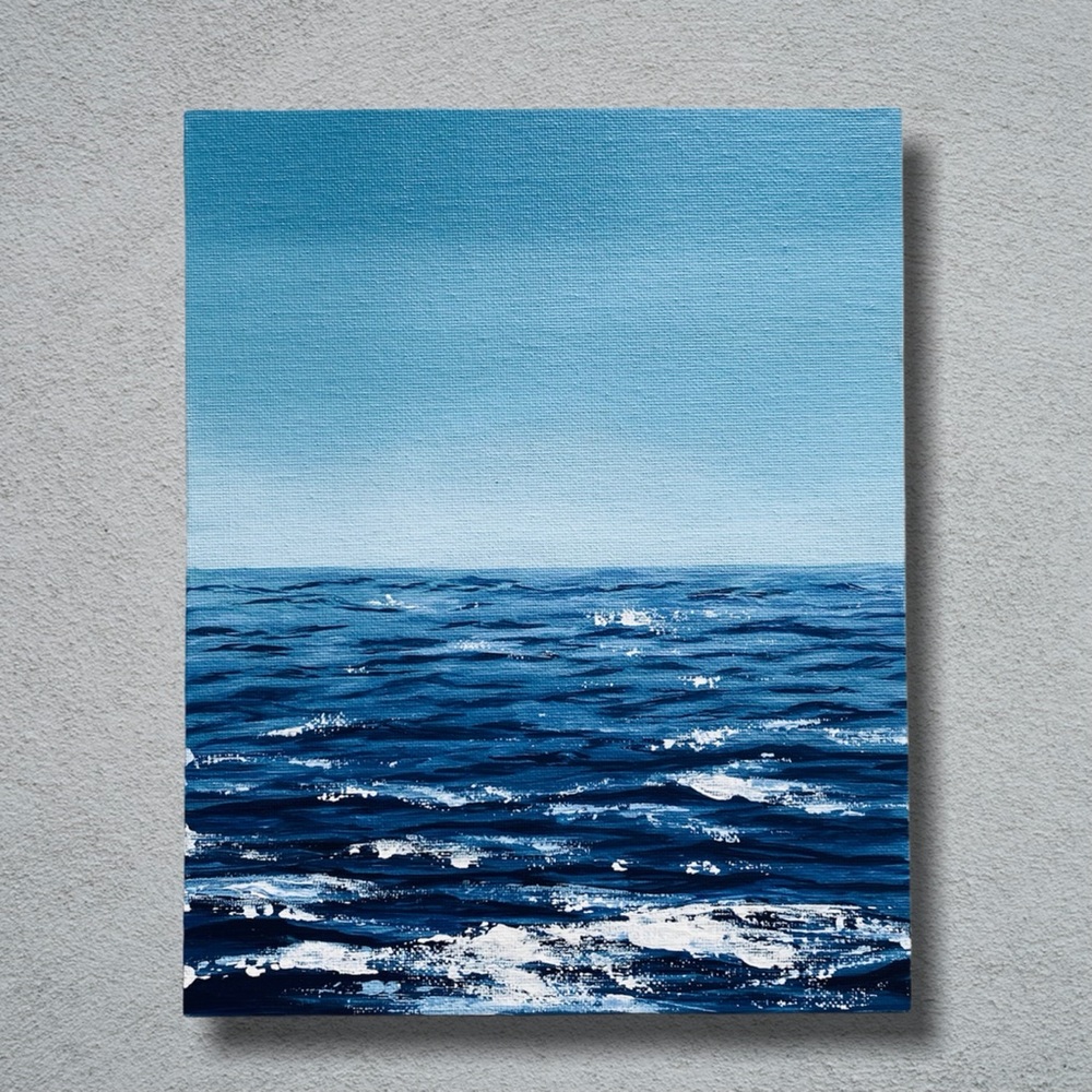 Original ocean sea foam painting, home decor, art